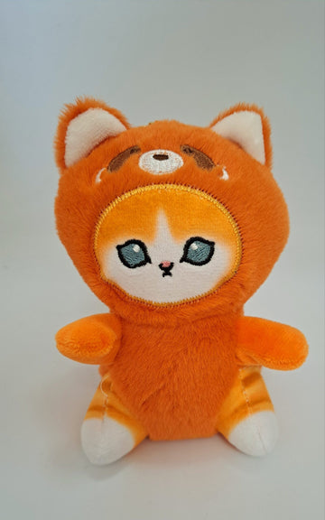 Soft Cat Keychain in a Red Panda Costume