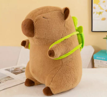 Soft Capybara Plush Toy with Turtle Backpack