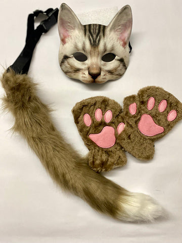 Quadrobics Set (mask, paws, tail on strap) – Brown
