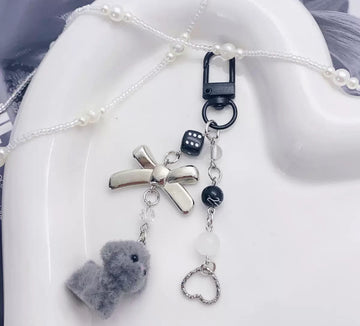 Gray Puppy Keychain with Pendant