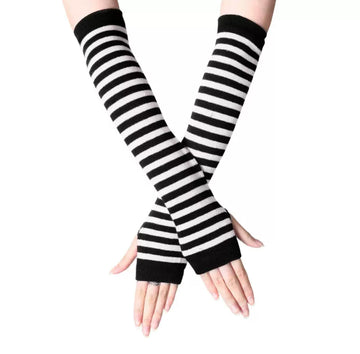 Tight-fitting White and Black Mittens