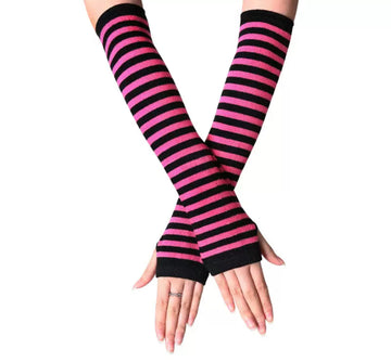 Tight pink and black mittens