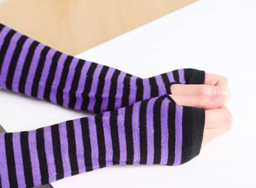 Thick Purple and Black Mittens