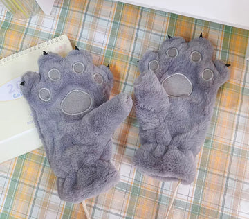Gray Fingerless Gloves with Claws