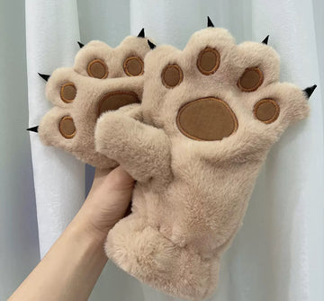 Brown Fingerless Gloves with Claws