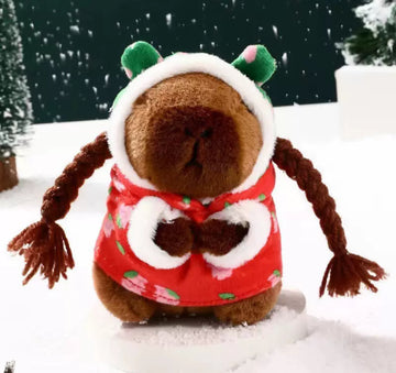 Soft Capybara Plush Toy with Braided Hair