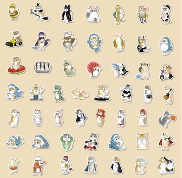 Set of 50 Cat Stickers