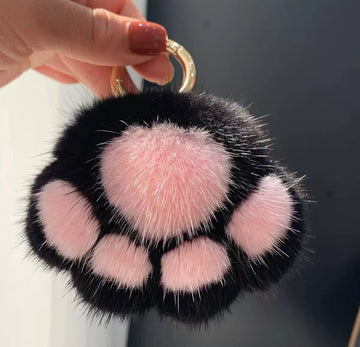 Soft "Paw" Keychain – Black and Pink