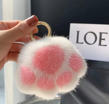 Soft "Paw" Keychain – White and Pink
