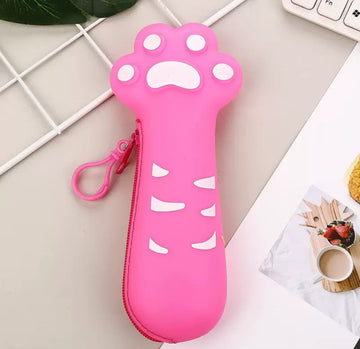 Silicone Pencil Case "Paw" Fuchsia