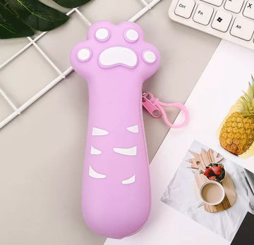 Pink Silicone Pencil Case "Paw"