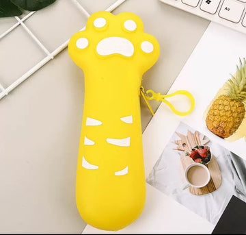 Yellow "Paw" Silicone Pencil Case
