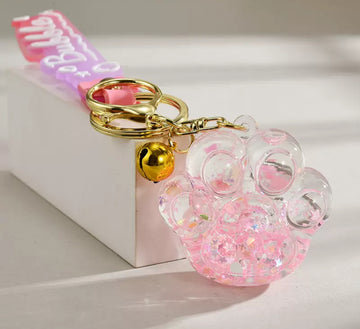 Pink "Bubble" Paw Keychain