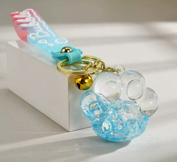 "Bubble" Blue Paw Keychain