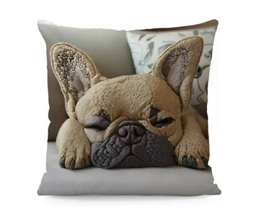 Decorative Pillowcase with Bulldog Mocca Design, 45×45 cm