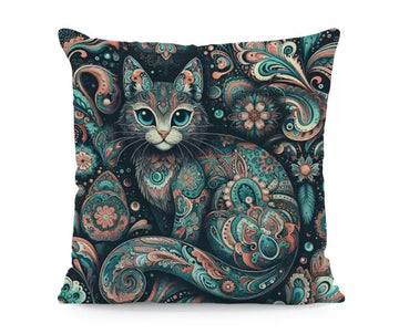 Decorative Pillowcase Featuring Cat Abstract Design 45×45 cm