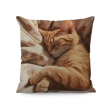 Decorative Pillowcase featuring a Ginger Cat, 45×45 cm