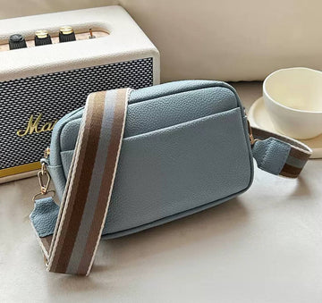Women's Crossbody Bag with Wide Strap - Blue