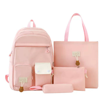 Stylish 4-in-1 Set (Backpack, Shopper, Makeup Bag, Pencil Case) Pink