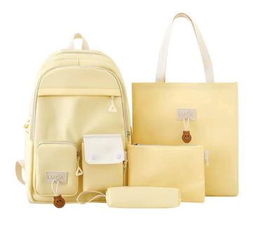 Stylish 4-in-1 Set (Backpack, Shopper, Cosmetic Bag, Pencil Case) Yellow