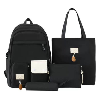 Stylish 4-in-1 Set (Backpack, Shopper, Cosmetic Bag, Pencil Case) Black