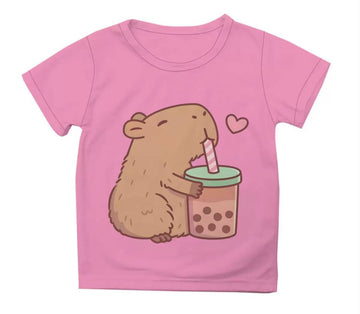 Kids' Kapibara Bubble T-Shirt - Pink