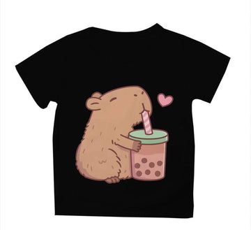Kids' Capybara Bubble T-Shirt - Black