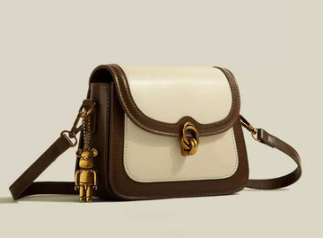 Women's Crossbody Bag with Bear - White and Brown