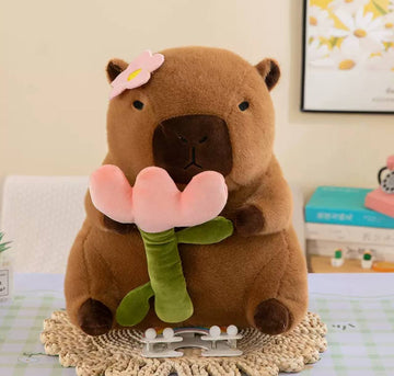 Soft Capybara Plush with Flower