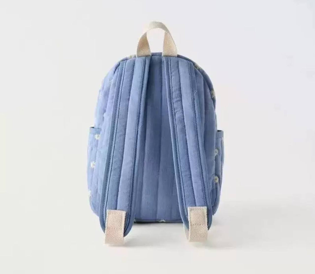 Children's Backpack in Blue with Daisies