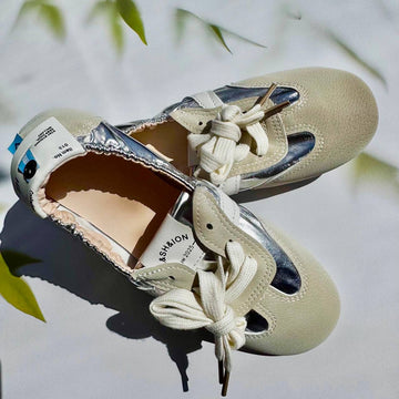 Fashion Ballet Flats Sneakers – MIU MIU Style, Beige and Silver