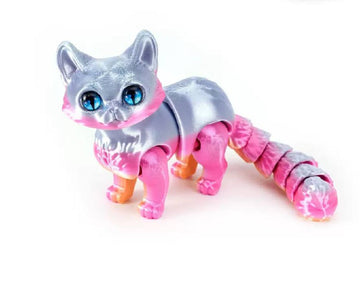 3D Stress-Relief Toy Cat in Silver-Pink
