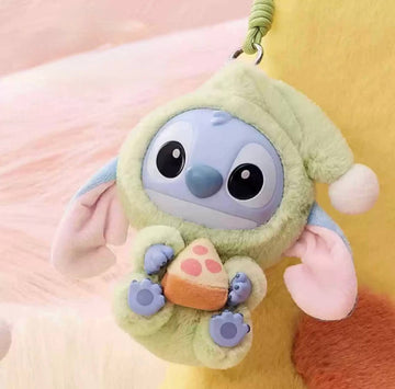 Stitch Plush Keychain with Pizza