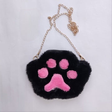Soft "Paw" Bag on Chain – Black