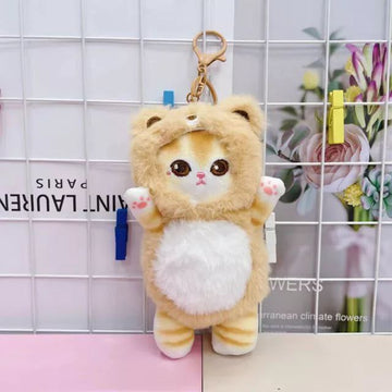 Soft Plush Keychain with Cat and Teddy Bear Characters