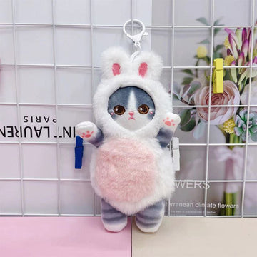 Soft Plush Keychain with Cat and Bunny Characters