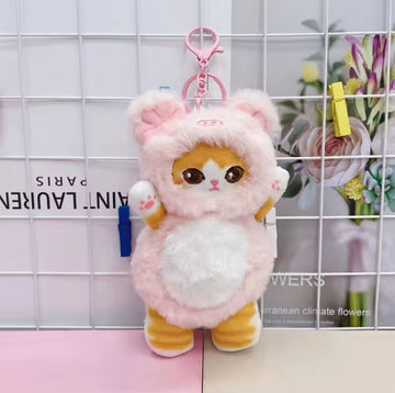 Soft Plush Keychain featuring a Cat and Piglet