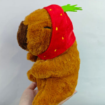 Soft Capybara Plush Toy with Strawberry