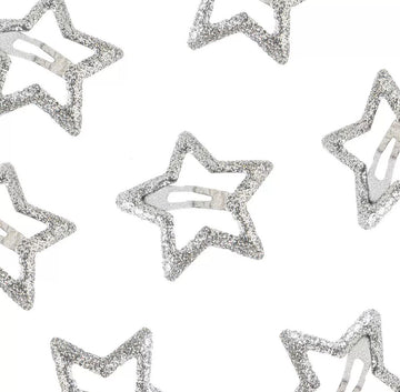 Silver Star Hair Clips (10 pieces)