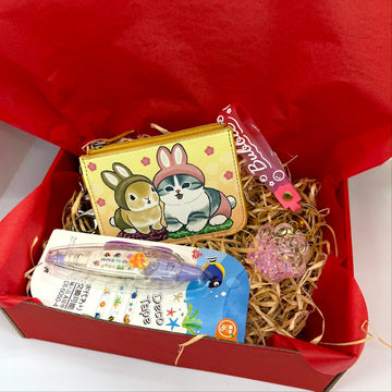 Gift set for girls (wallet, paw print keychain, decorative washi tape)