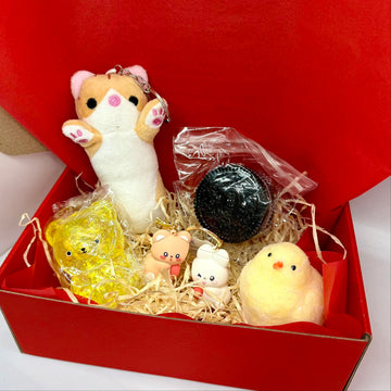Gift Set of Tabasquish (Cat-Baton, Gummy Bear, Oreo Squish, Chick, Pair of Keychains)