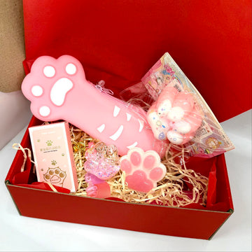 Gift Set "Cat's Paw" (pencil case, paw print sticker, balm, keychain, popsocket)
