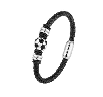 Braided eco-leather bracelet with a ball