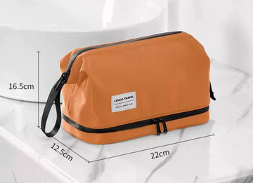 Versatile Travel Makeup Bag in Ochre
