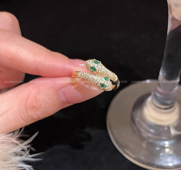 Gold-Plated "Snake" Crystal Ring