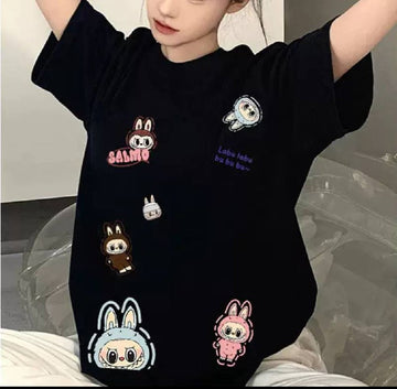 Oversized Black Labubu T-Shirt