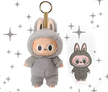 Labubu Keychain Figurine (Labubu) Gray