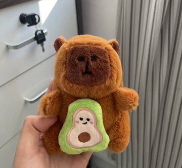 Soft Capybara Plush Toy with Avocado
