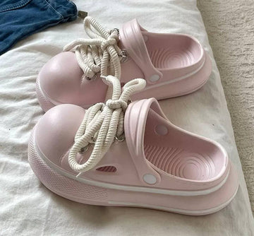 Cute lace-up Krocksy in Pink