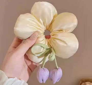 Yellow Flower Hair Tie for Ponytail